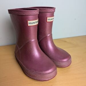 HUNTER Baby Rainboots Size 7 US Pink Color Shinny Waterproof Rubber